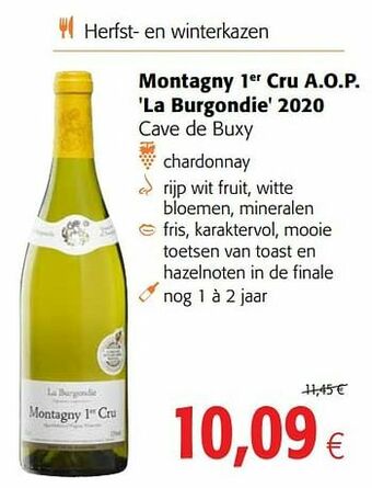 Colruyt Montagny 1er cru a.o.p. la burgondie 2020 aanbieding