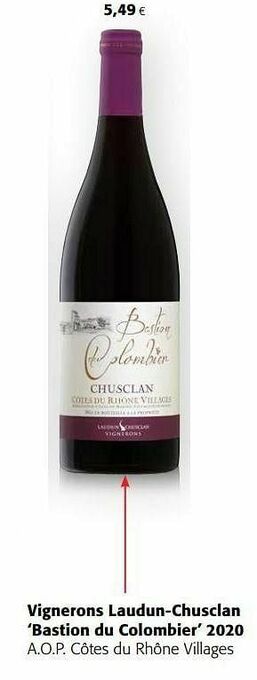 Colruyt Vignerons laudun-chusclan bastion du colombier 2020 a.o.p. côtes du rhône villages aanbieding