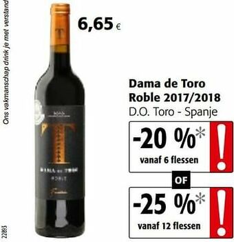 Colruyt Dama de toro roble 2017-2018 d.o. toro - spanje aanbieding