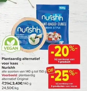 Carrefour Plantaardig alternatief voor kaas Nurishh aanbieding