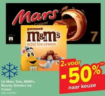 Carrefour IJs Mars, Twix, M&M’s, Bounty, Snickers Ice Cream aanbieding