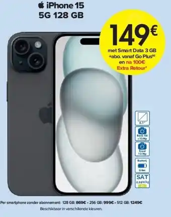 Carrefour iPhone 15 5G 128 GB aanbieding