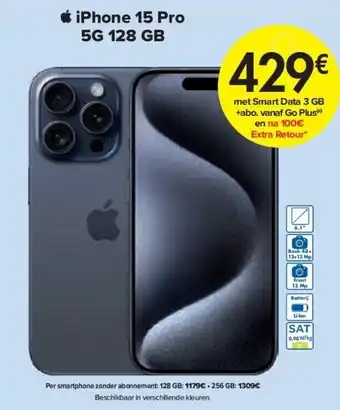 Carrefour iPhone 15 Pro 5G 128 GB aanbieding