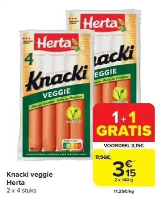 Carrefour Knacki veggie Herta aanbieding