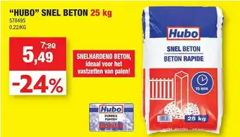 Hubo &quot;hubo&quot; Snel Beton 25 Kg Aanbieding bij Hubo aanbieding
