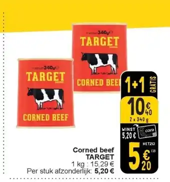 Cora Corned beef TARGET aanbieding