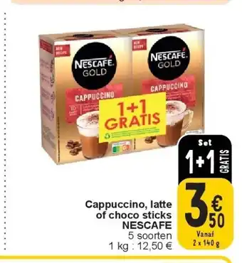 Cora Cappuccino, latte of choco sticks NESCAFE aanbieding