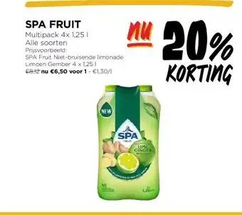 SPA Fruit Niet-bruisende limonade Limoen Gember 4 x 1,25 l