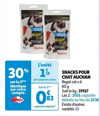 Auchan SNACKS POUR CHAT Regal cat x 6 60 g aanbieding