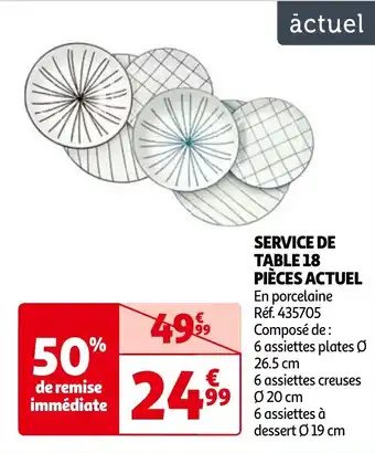 Auchan SERVICE DE TABLE 18 PIÈCES ACTUEL aanbieding