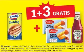 Intermarché Zwan Hotdog + Heinz Ketchup, Chabrior PAINS À HOT DOG aanbieding