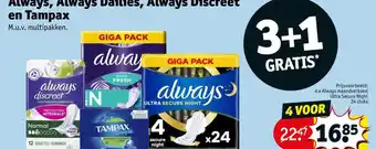 Kruidvat Always, Always Dailies, Always Discreet en Tampax aanbieding
