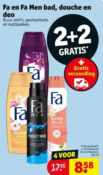 Kruidvat Fa en Fa Men bad, douche en deo aanbieding