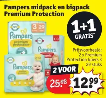Kruidvat Pampers midpack en bigpack Premium Protection aanbieding