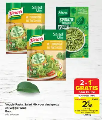 Carrefour Market Veggie Pasta, Salad Mix voor vinaigrette en Veggie Wrap Knorr aanbieding