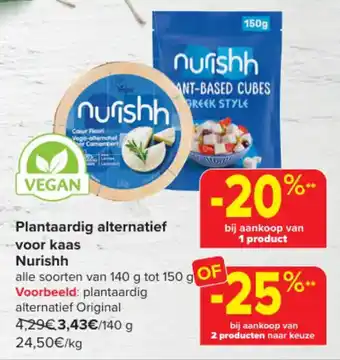 Carrefour Market Plantaardig alternatief voor kaas Nurishh aanbieding