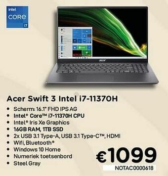 CompuDeals Acer swift 3 intel i7-11370h aanbieding