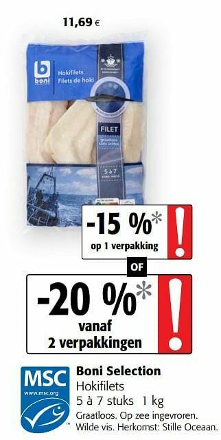 Colruyt Boni selection hokifilets aanbieding