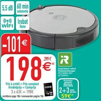 Cora Irobot aspirateur-robot robotstofzuiger roomba 694 aanbieding