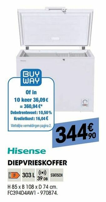 Electro Depot Hisense diepvrieskoffer fc394d4aw1 aanbieding
