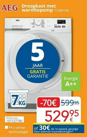 Eldi Aeg droogkast met warmtepomp t7dbp74k aanbieding