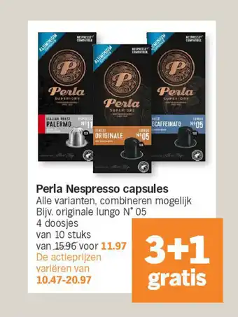 Albert Heijn Perla Nespresso capsules aanbieding