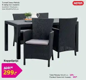 Leen Bakker Tuinset Iowa-Melody 5-delig incl. kussens aanbieding