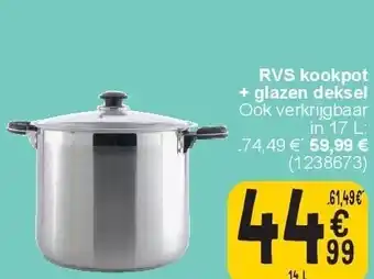 RVS kookpot + glazen deksel