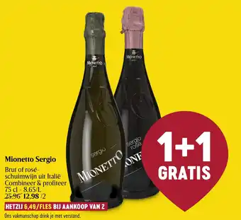 Delhaize Mionetto Sergio Brut of rosé-schuimwijn uit Italië 75cl aanbieding