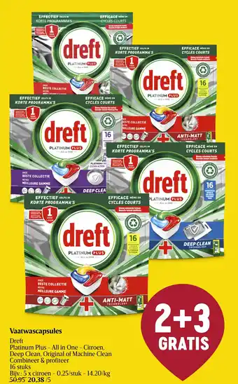Dreft Vaatwascapsules Platinum Plus - All in One - Citroen, Deep Clean, Original of Machine Clean