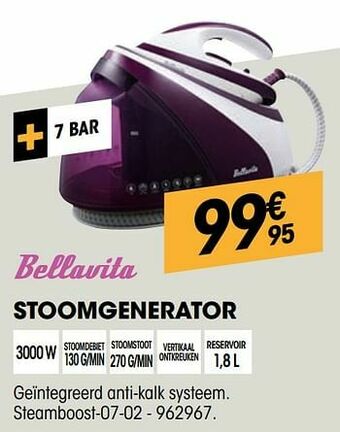 Electro Depot Bellavita stoomgenerator steamboost-07-02 aanbieding