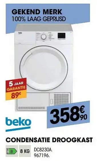 Electro Depot Beko condensatie droogkast dc8230a aanbieding