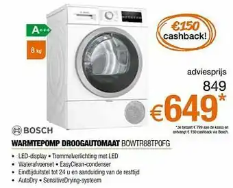 Expert Bosch warmtepomp droogautomaat bowtr88tp0fg aanbieding
