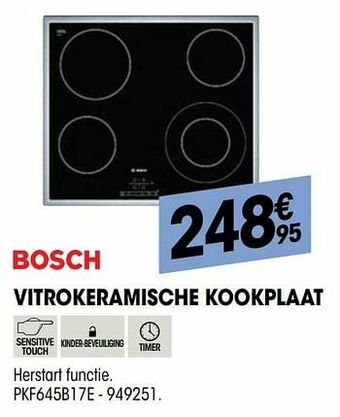Electro Depot Bosch vitrokeramische kookplaat pkf645b17e aanbieding