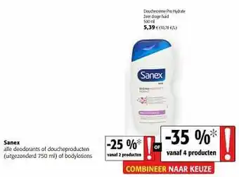Colruyt Sanex douchecrème pro hydrate zeer droge huid aanbieding