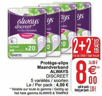 Cora Protège-slips maandverband always discreet aanbieding