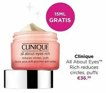 ICI PARIS XL Clinique all about eyes rich reduces circles puffs aanbieding