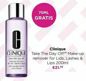 ICI PARIS XL Clinique take the day off make-up remover for lids lashes + lips aanbieding