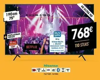 Electro Depot Hisense 4k ultra hd 75a7100f aanbieding