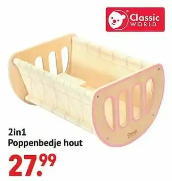 Multi bazar 2in1 poppenbedje hout aanbieding