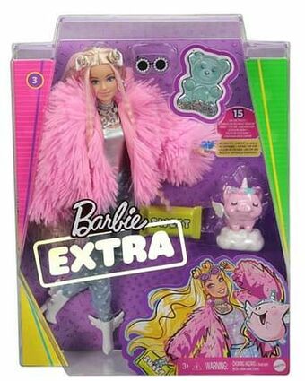 ToyChamp Barbie EXTRA - Fluffy Pink Jacket pop met diertje aanbieding