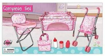 Lissi 4-in-1 set met reisbedje, buggy, speelkleed