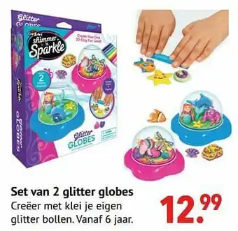 Multi bazar Set van 2 glitter globes aanbieding