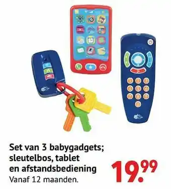 Multi bazar Set van 3 babygadgets; sleutelbos, tablet en afstandsbediening aanbieding