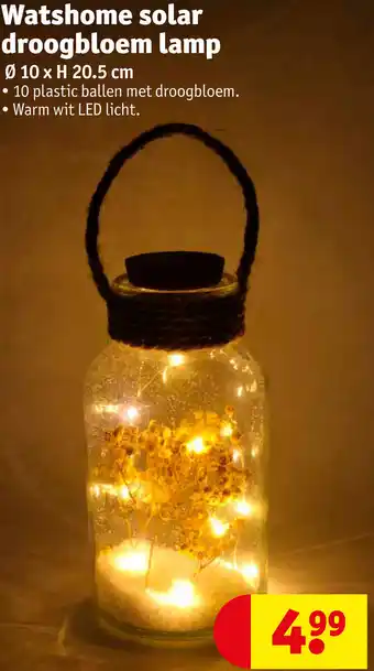 Kruidvat Watshome solar droogbloem lamp Ø 10 x H 20.5 cm aanbieding
