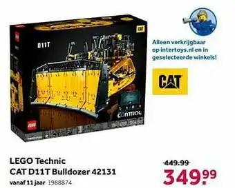 Intertoys Lego technic cat d11t bulldozer 42131 aanbieding