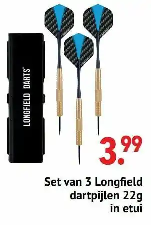 Multi bazar Set van 3 longfield dartpijlen in etui aanbieding