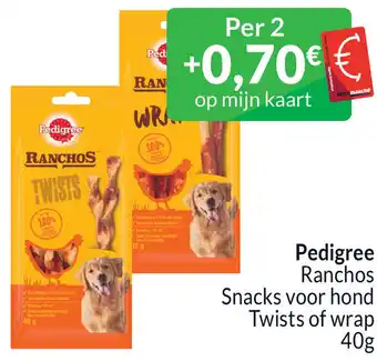 Intermarché Pedigree Ranchos Snacks voor hond Twists of wrap 40g aanbieding