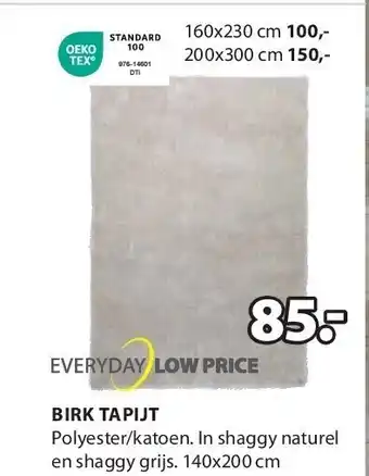 Jysk BIRK TAPIJT aanbieding