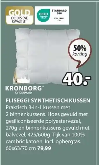 Jysk FLISEGGI SYNTHETISCH KUSSEN aanbieding
